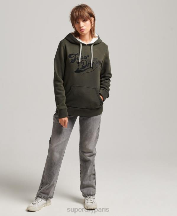 Superdry femmes fierté et artisanat sweat à capuche D64Z5816 vêtements gris foncé