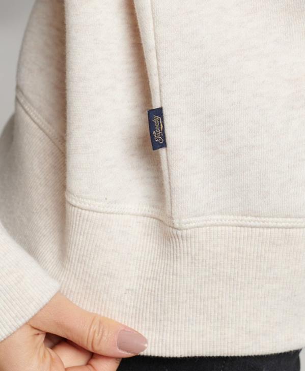 Superdry femmes haut col tunisien à logo brodé D64Z3465 vêtements crème