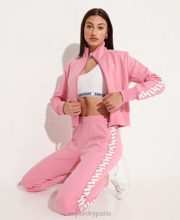 Superdry femmes haut de survêtement à bande de code D64Z5874 vêtements rose