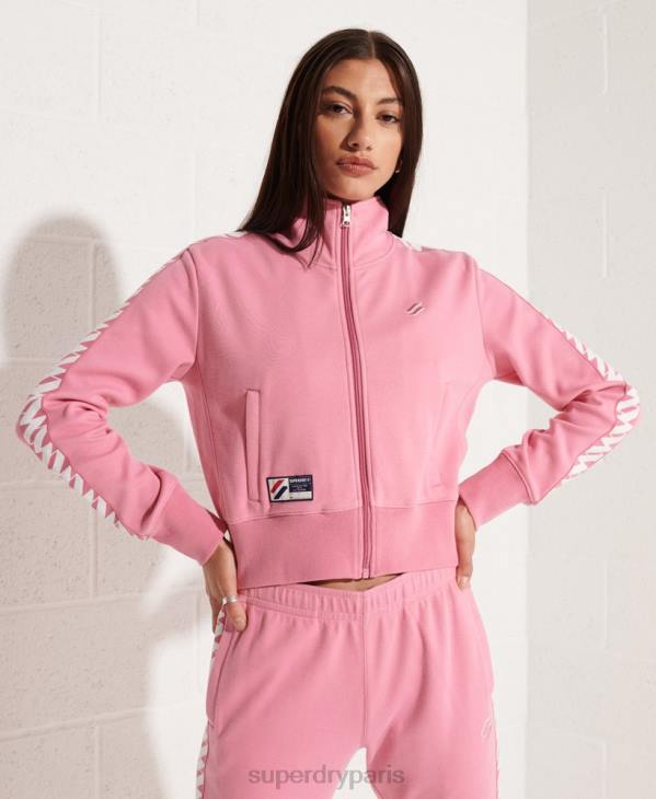 Superdry femmes haut de survêtement à bande de code D64Z5874 vêtements rose