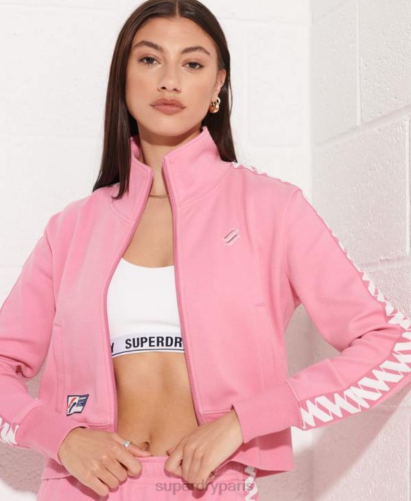 Superdry femmes haut de survêtement à bande de code D64Z5874 vêtements rose