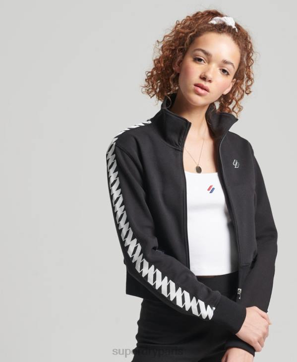 Superdry femmes haut de survêtement à bande de code D64Z5878 vêtements noir