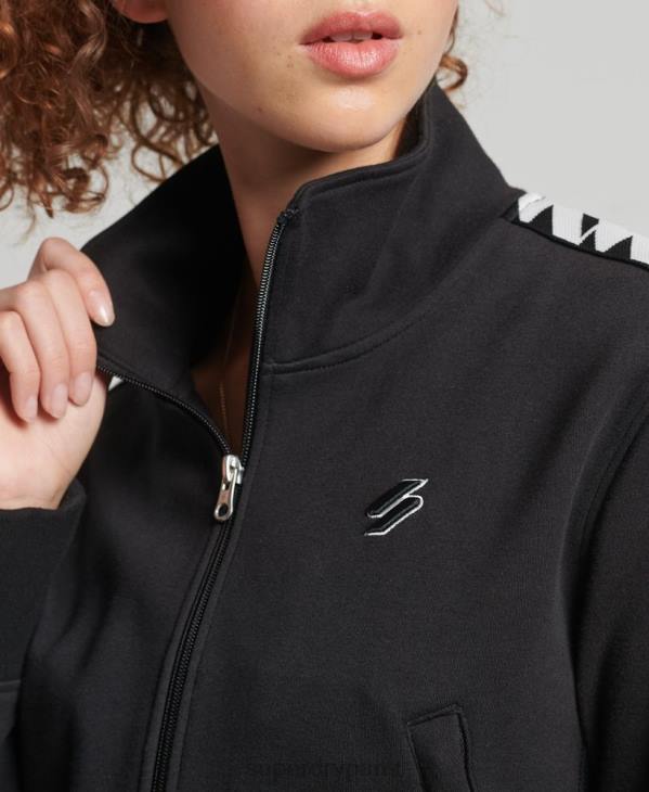 Superdry femmes haut de survêtement à bande de code D64Z5878 vêtements noir