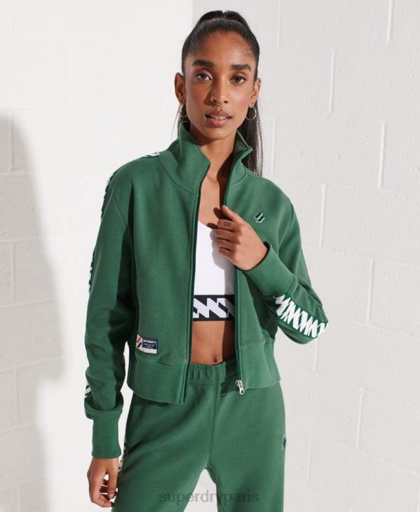 Superdry femmes haut de survêtement à bande de code D64Z5953 vêtements vert