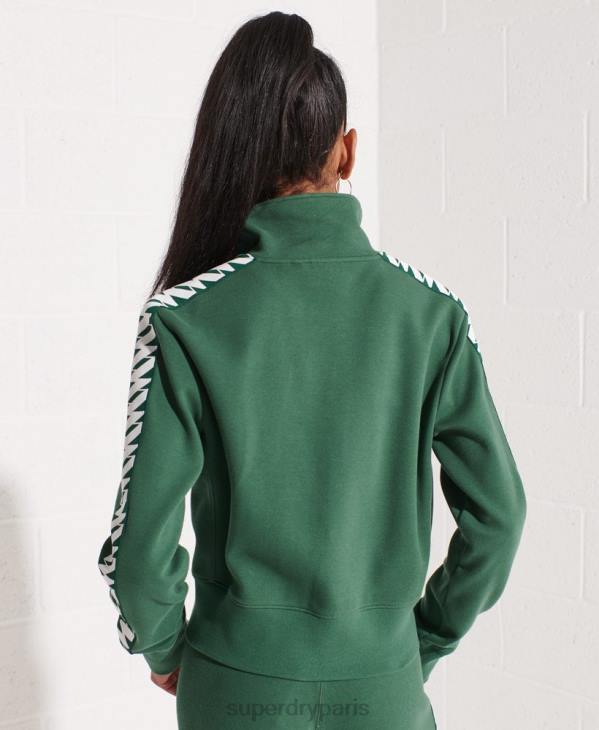 Superdry femmes haut de survêtement à bande de code D64Z5953 vêtements vert