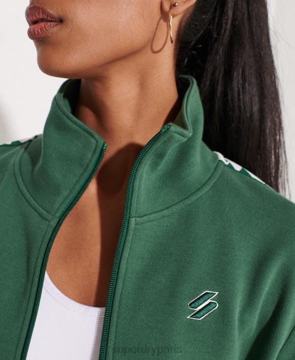 Superdry femmes haut de survêtement à bande de code D64Z5953 vêtements vert