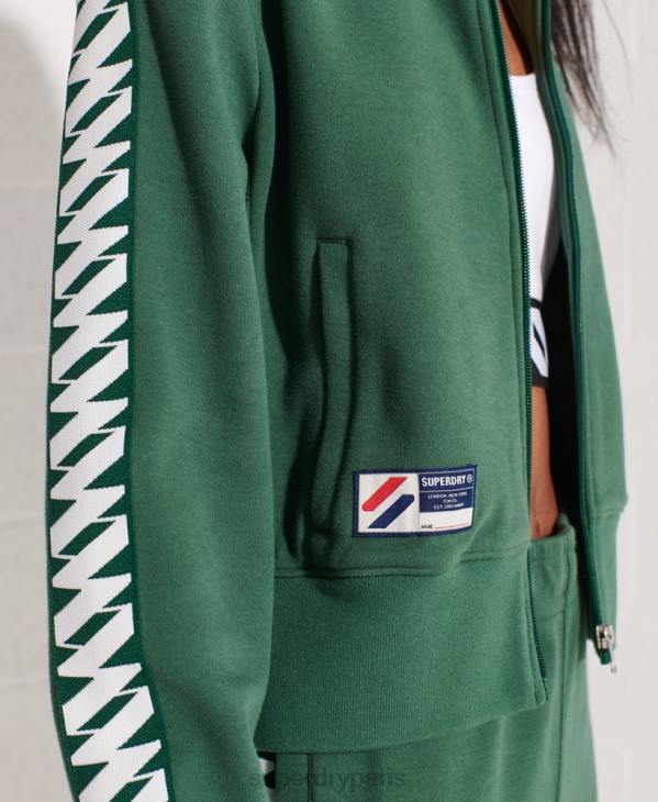 Superdry femmes haut de survêtement à bande de code D64Z5953 vêtements vert