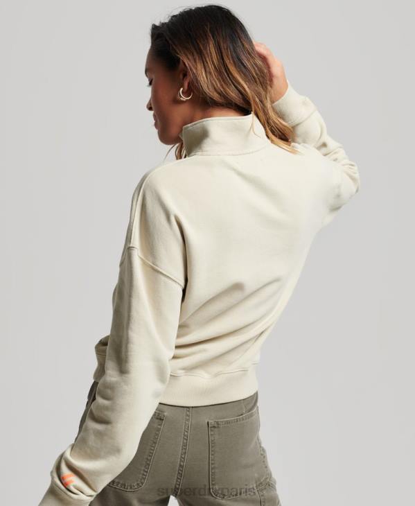 Superdry femmes haut de survêtement core sport à demi-zip D64Z3327 vêtements beige