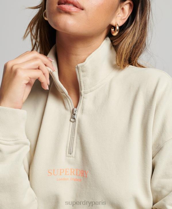 Superdry femmes haut de survêtement core sport à demi-zip D64Z3327 vêtements beige