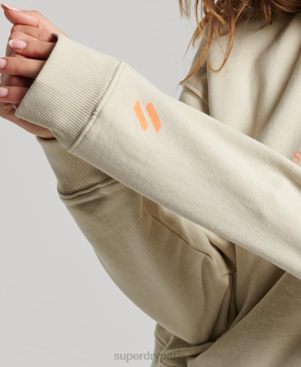 Superdry femmes haut de survêtement core sport à demi-zip D64Z3327 vêtements beige