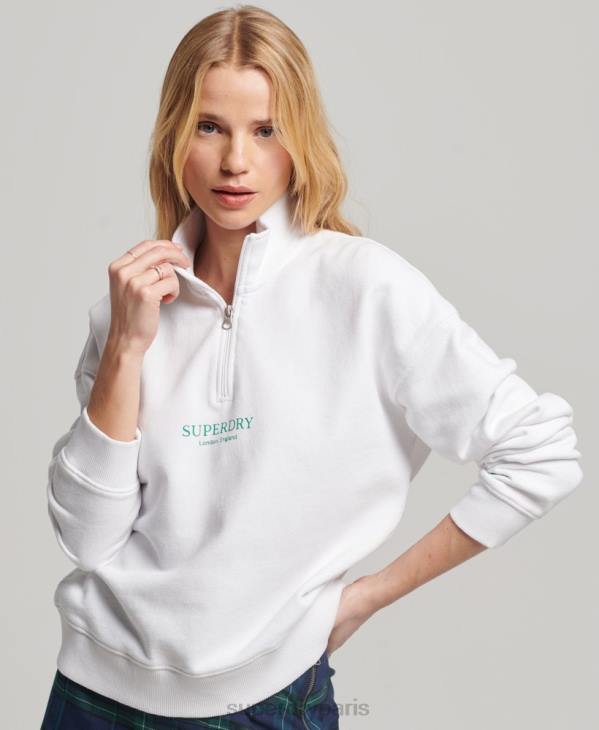 Superdry femmes haut de survêtement core sport à demi-zip D64Z3356 vêtements blanc
