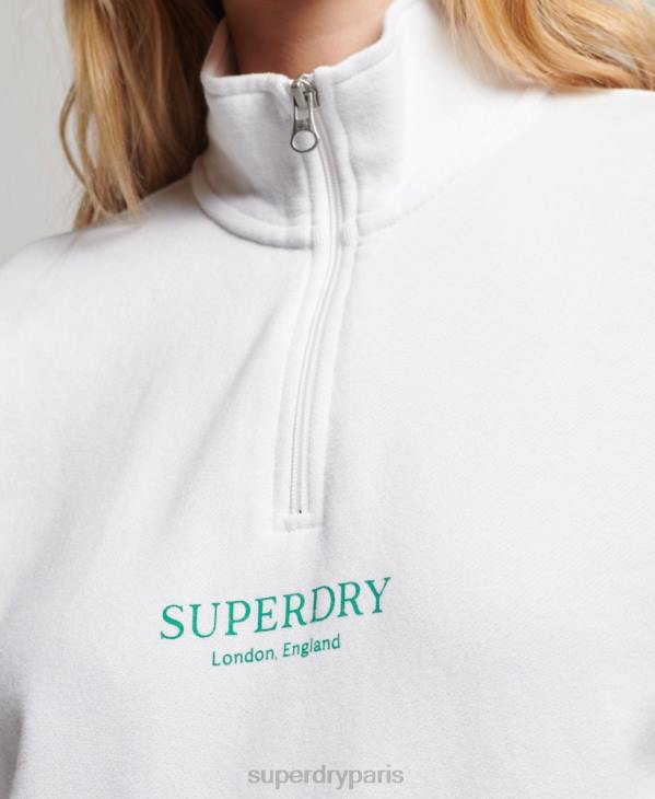 Superdry femmes haut de survêtement core sport à demi-zip D64Z3356 vêtements blanc