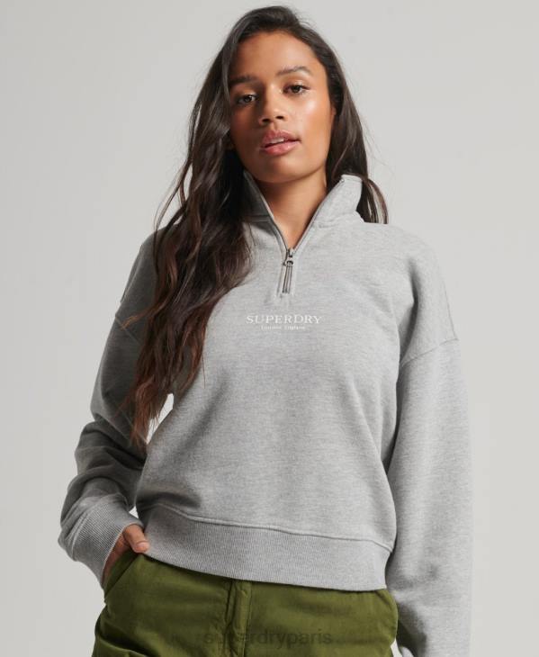 Superdry femmes haut de survêtement core sport à demi-zip D64Z3357 vêtements gris