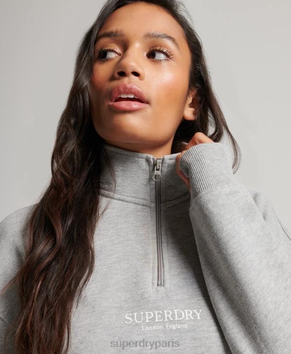 Superdry femmes haut de survêtement core sport à demi-zip D64Z3357 vêtements gris