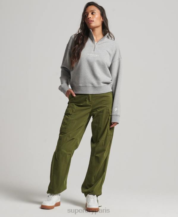 Superdry femmes haut de survêtement core sport à demi-zip D64Z3357 vêtements gris