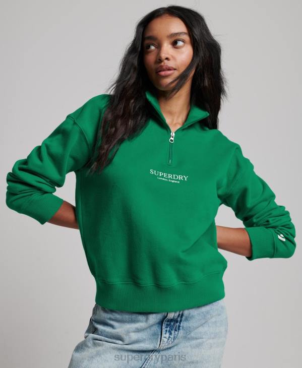 Superdry femmes haut de survêtement core sport à demi-zip D64Z3373 vêtements vert