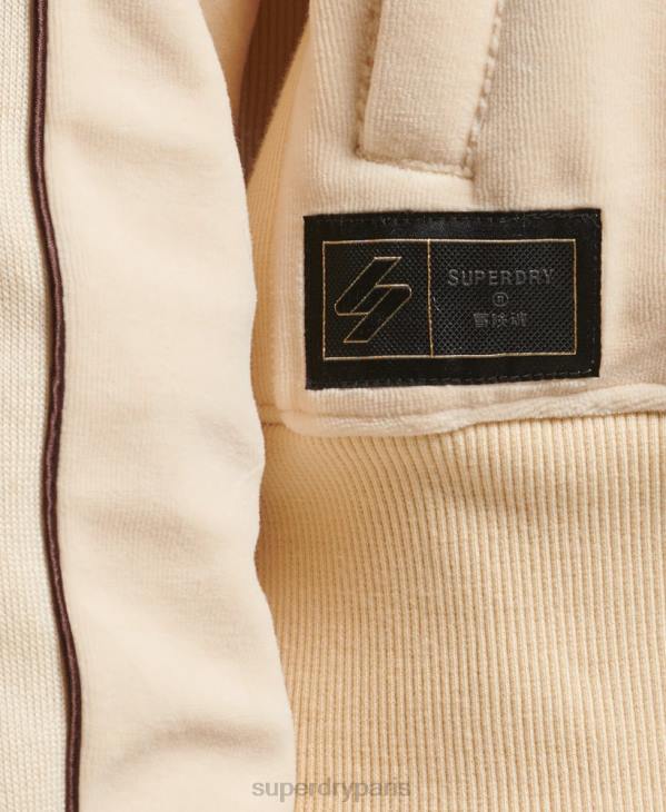 Superdry femmes haut de survêtement en velours à logo code s D64Z6068 vêtements crème