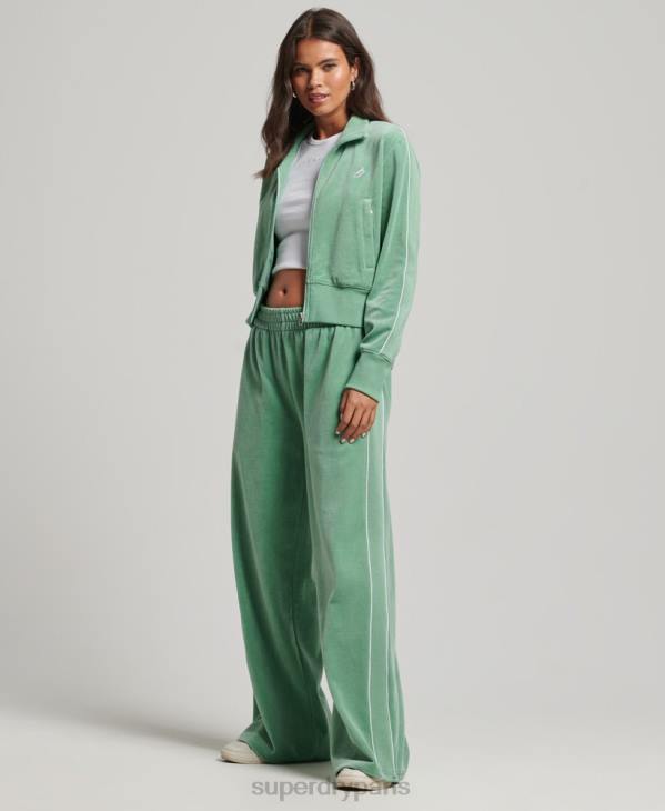 Superdry femmes haut de survêtement en velours à logo code s D64Z6069 vêtements vert