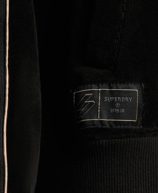 Superdry femmes haut de survêtement en velours à logo code s D64Z6091 vêtements noir