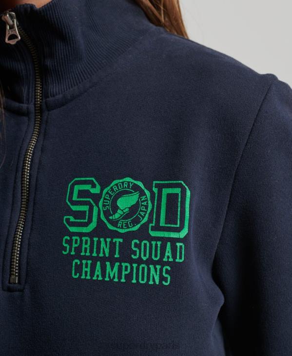 Superdry femmes haut de survêtement oversize à demi-zip d'athlétisme D64Z6035 vêtements marine