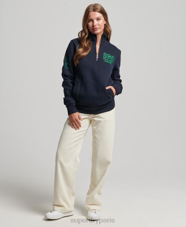 Superdry femmes haut de survêtement oversize à demi-zip d'athlétisme D64Z6035 vêtements marine