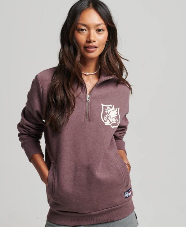 Superdry femmes haut de survêtement oversize à demi-zip d'athlétisme D64Z6043 vêtements rouge