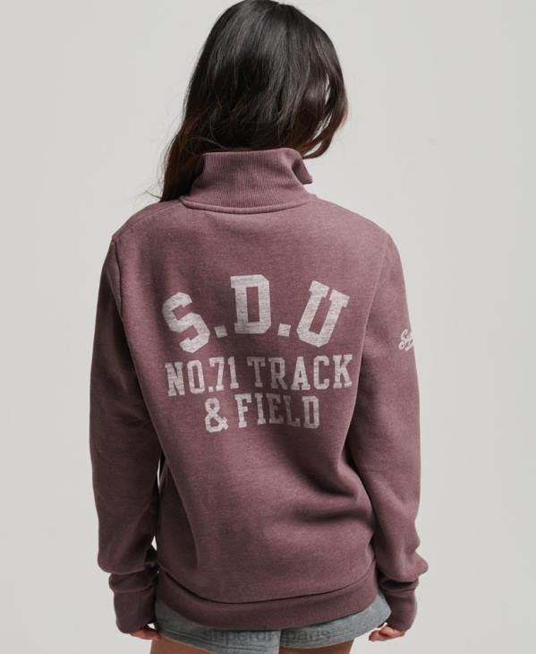 Superdry femmes haut de survêtement oversize à demi-zip d'athlétisme D64Z6043 vêtements rouge