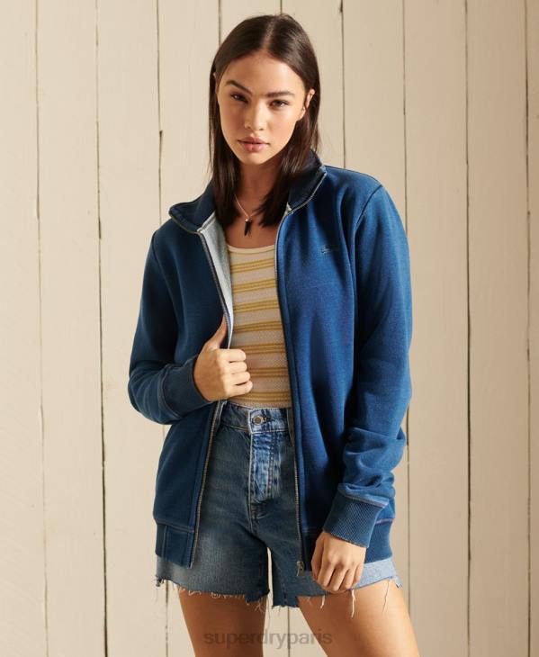 Superdry femmes haut de survêtement zippé ample à logo vintage brodé D64Z5968 vêtements turquoise