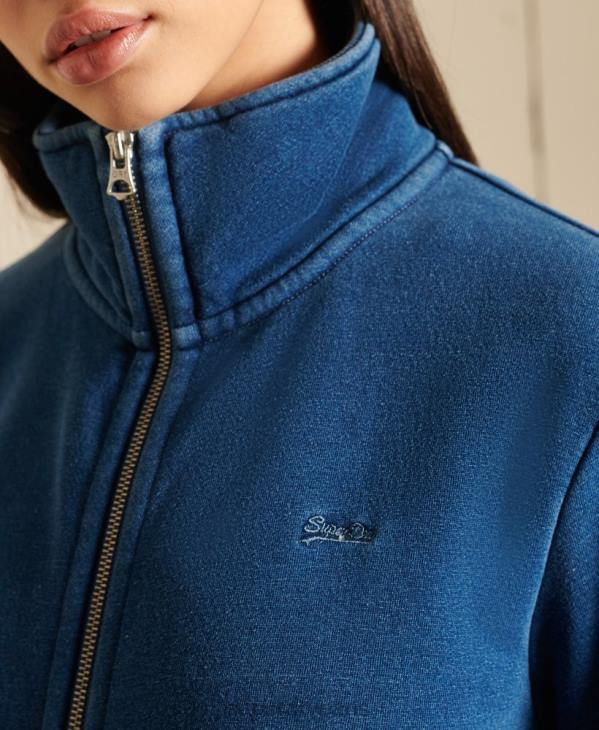 Superdry femmes haut de survêtement zippé ample à logo vintage brodé D64Z5968 vêtements turquoise