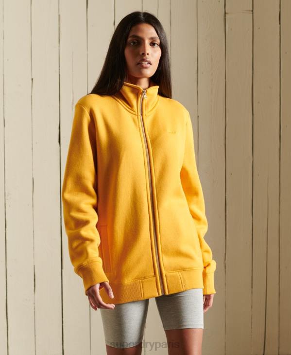 Superdry femmes haut de survêtement zippé ample à logo vintage brodé D64Z6140 vêtements jaune