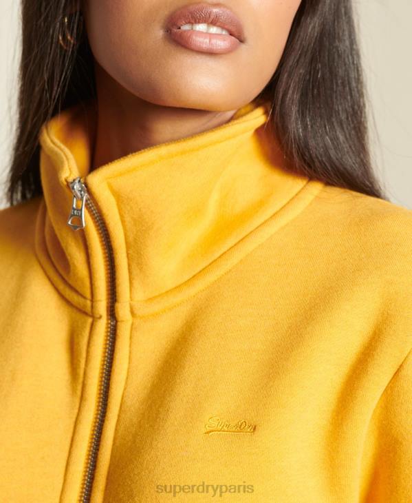 Superdry femmes haut de survêtement zippé ample à logo vintage brodé D64Z6140 vêtements jaune