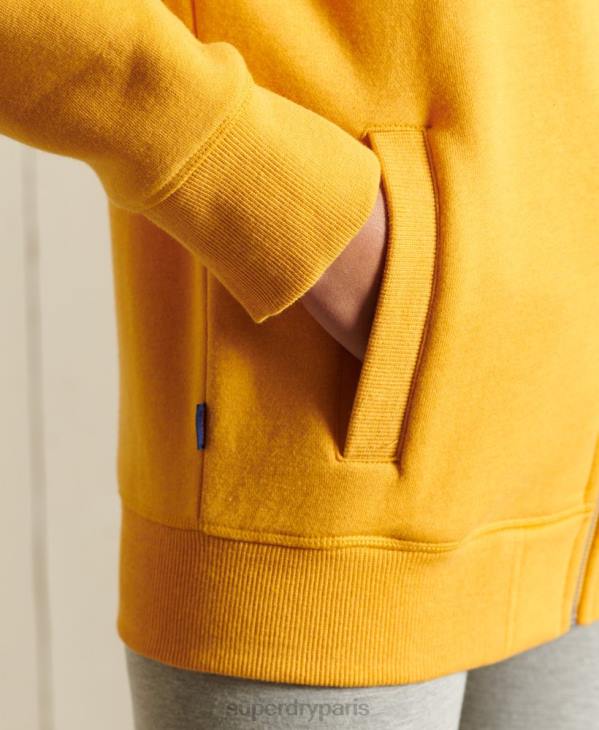 Superdry femmes haut de survêtement zippé ample à logo vintage brodé D64Z6140 vêtements jaune