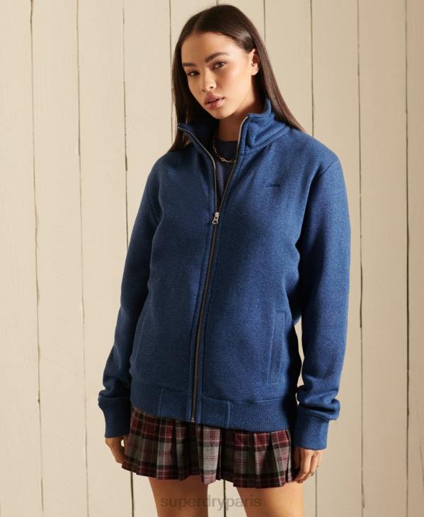 Superdry femmes haut de survêtement zippé ample à logo vintage brodé D64Z6159 vêtements bleu