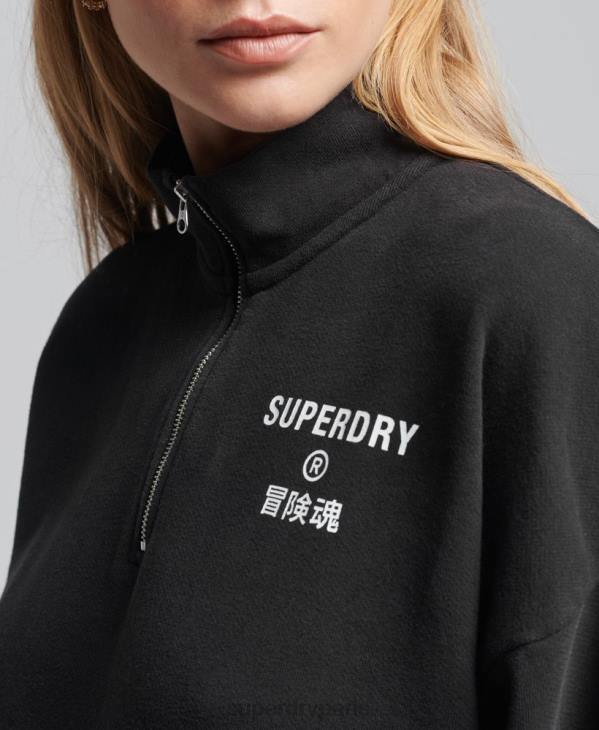 Superdry femmes haut à demi-zip core sport D64Z3486 vêtements noir