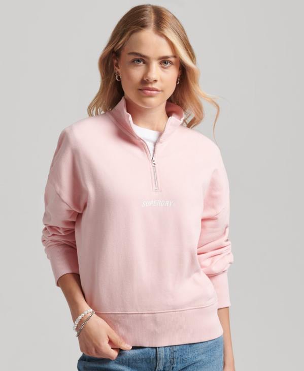 Superdry femmes haut à demi-zip core sport D64Z6132 vêtements rose