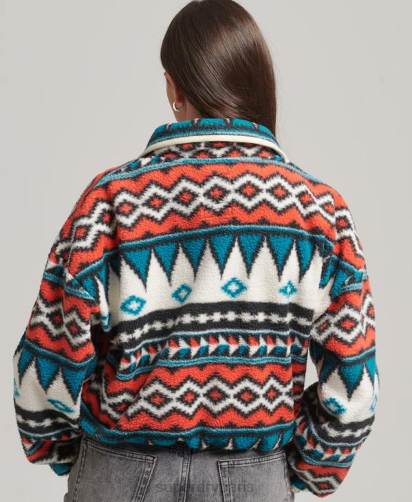 Superdry femmes haut en molleton imprimé demi-zip D64Z5785 vêtements multi