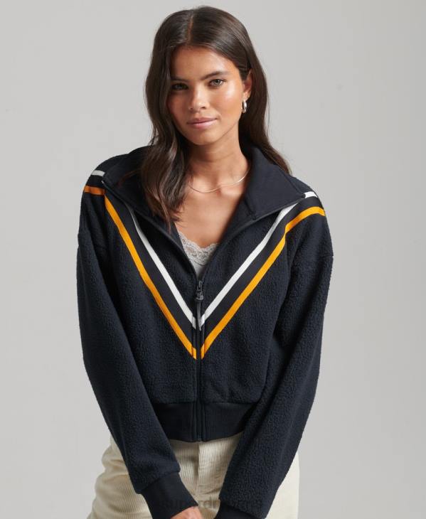 Superdry femmes haut polaire à chevrons vintage D64Z5927 vêtements marine