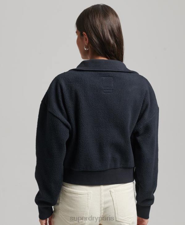 Superdry femmes haut polaire à chevrons vintage D64Z5927 vêtements marine