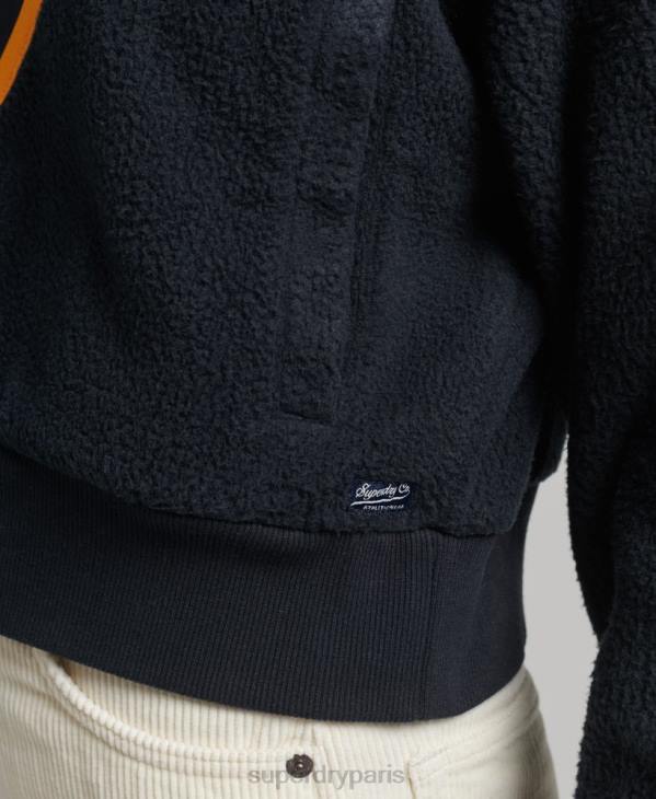 Superdry femmes haut polaire à chevrons vintage D64Z5927 vêtements marine