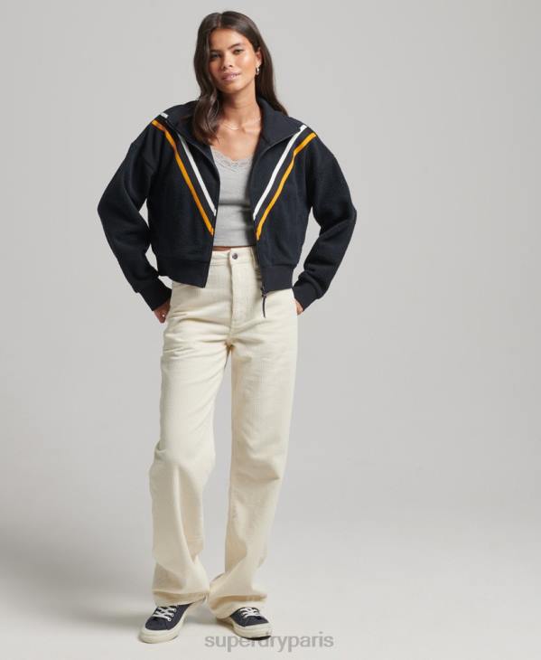 Superdry femmes haut polaire à chevrons vintage D64Z5927 vêtements marine