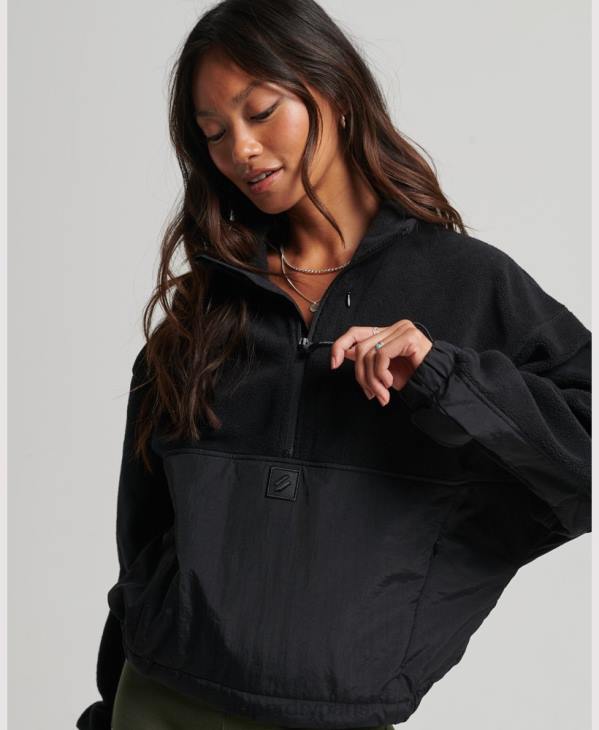 Superdry femmes polaire hybride technique D64Z5756 vêtements noir