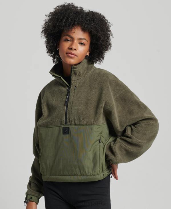 Superdry femmes polaire hybride technique D64Z5817 vêtements kaki