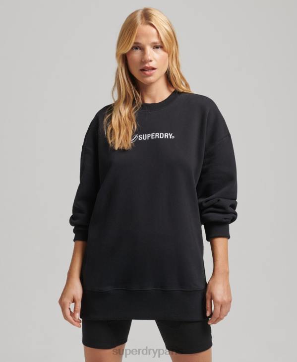 Superdry femmes pull oversize à logo appliqué D64Z5984 vêtements noir