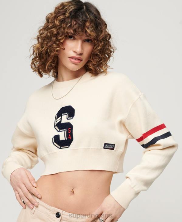 Superdry femmes pull ras du cou universitaire D64Z3954 vêtements blanc