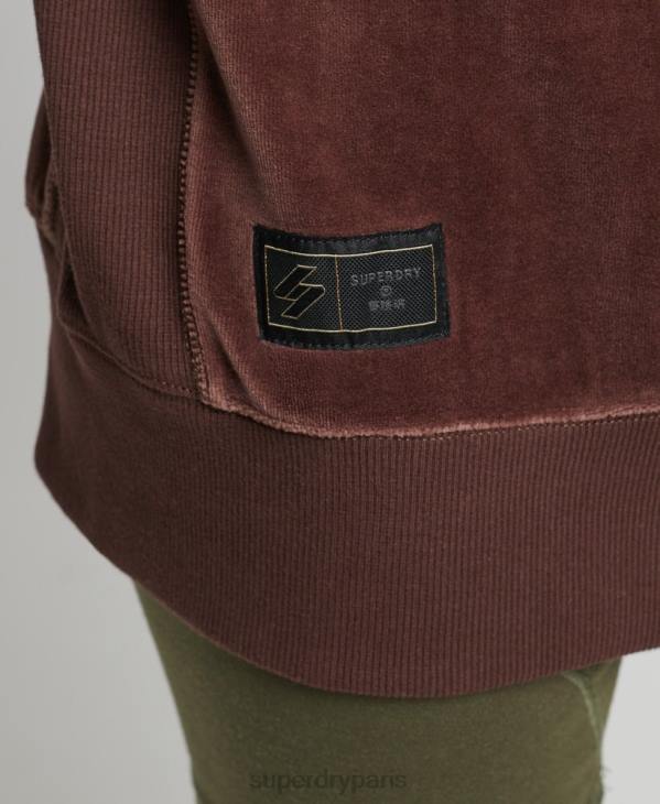 Superdry femmes ras du cou oversize en velours avec logo code s D64Z5856 vêtements brun