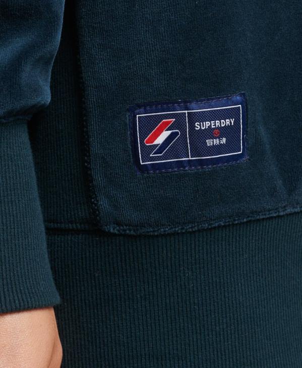 Superdry femmes ras du cou oversize en velours avec logo code s D64Z5925 vêtements bleu foncé