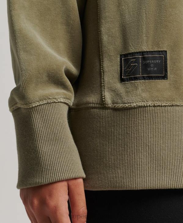Superdry femmes ras du cou oversize en velours avec logo code s D64Z6013 vêtements kaki