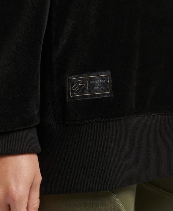 Superdry femmes ras du cou oversize en velours avec logo code s D64Z6090 vêtements noir