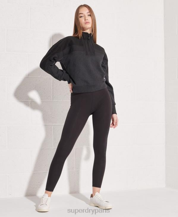 Superdry femmes sweat 1/4 zip sportstyle dolman D64Z3492 vêtements noir