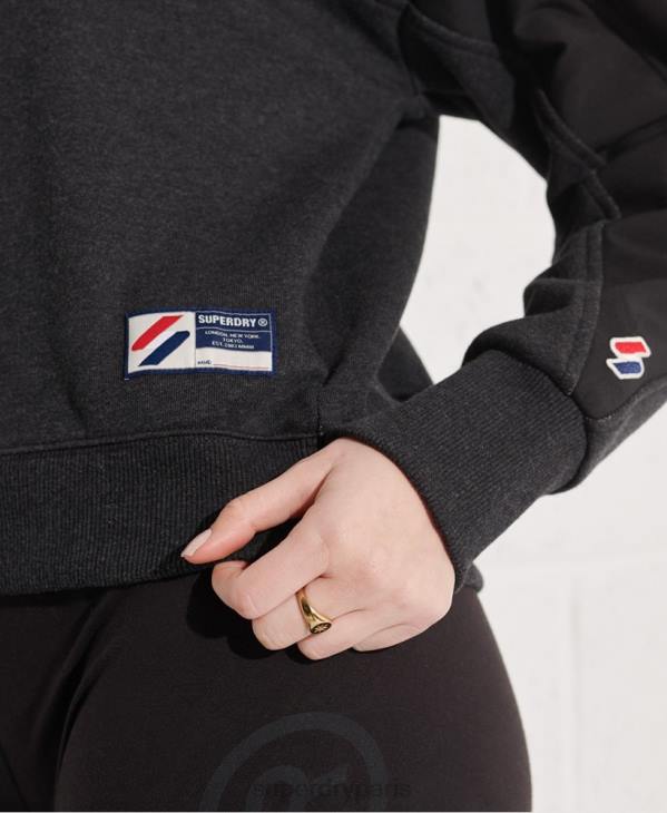 Superdry femmes sweat 1/4 zip sportstyle dolman D64Z3492 vêtements noir